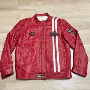 Vintage Angelo Litrico Moto Racing Biker Leather Jacket Y2K Mens Size XL